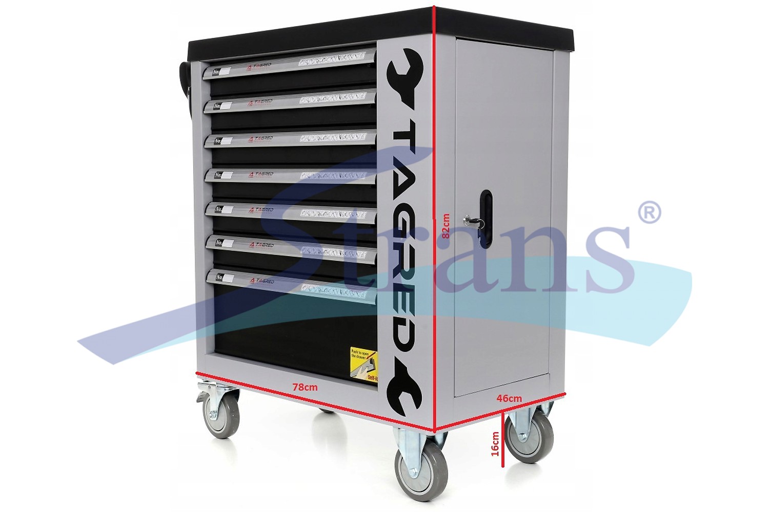 Шафа-Візок З Комплектом Інструментів Tagred 251Шт 7 Шухляд 780*460